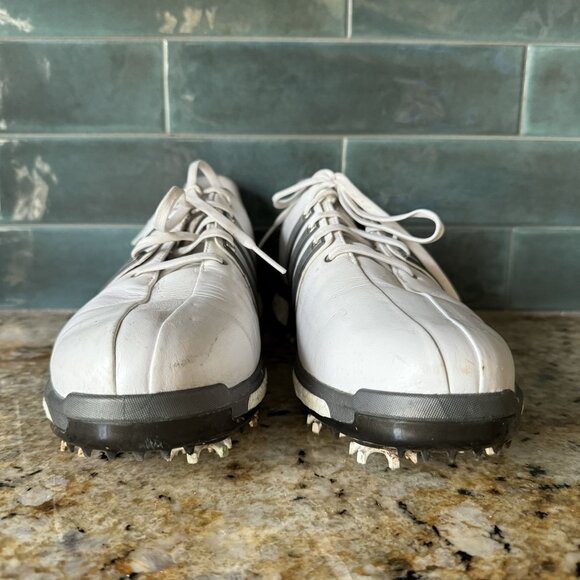 Adidas Men's 10.5 White Golf Shoes With Boost Technology Spiked Soles & Lace-Up - Picture 7 of 10